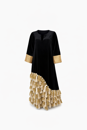 Velvet Nero Tassel Kaftan