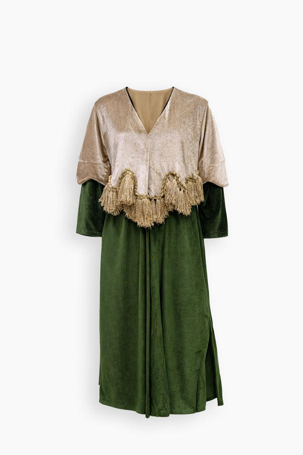 Verde Layered Tassel Kaftan