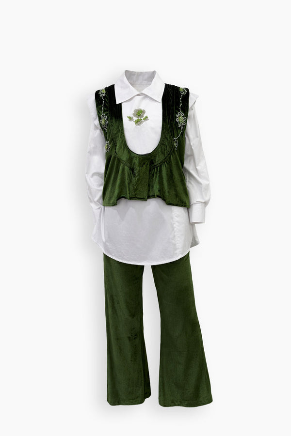 Velvet Verde Embroidered Vest