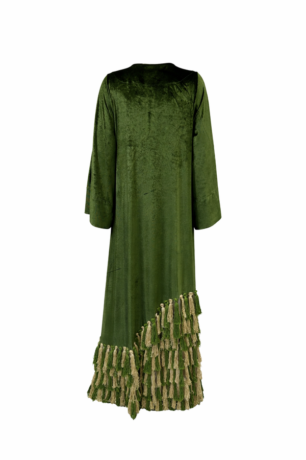 Velvet Verde Tassel Kaftan