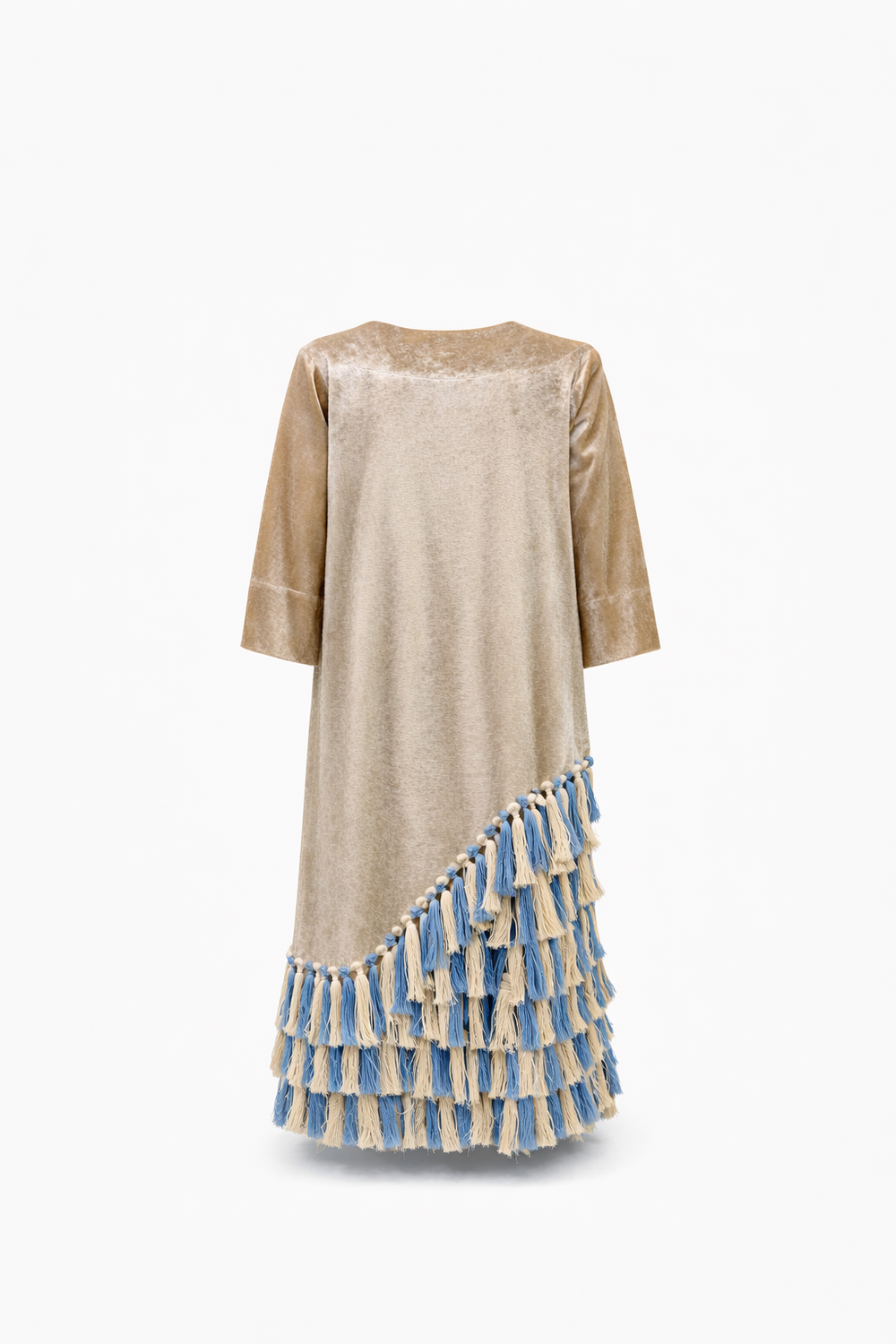 Velvet Beige Tassel Kaftan