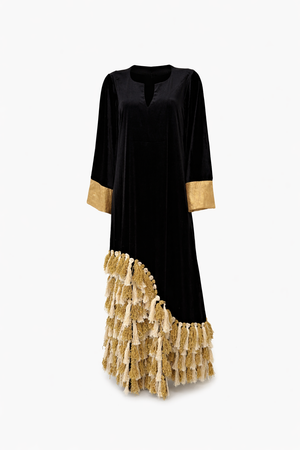 Velvet Nero Tassel Kaftan
