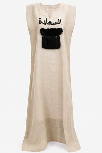 Happiness Black Raffia Kaftan
