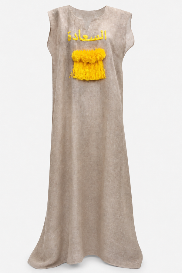 Happiness Yellow Raffia Kaftan
