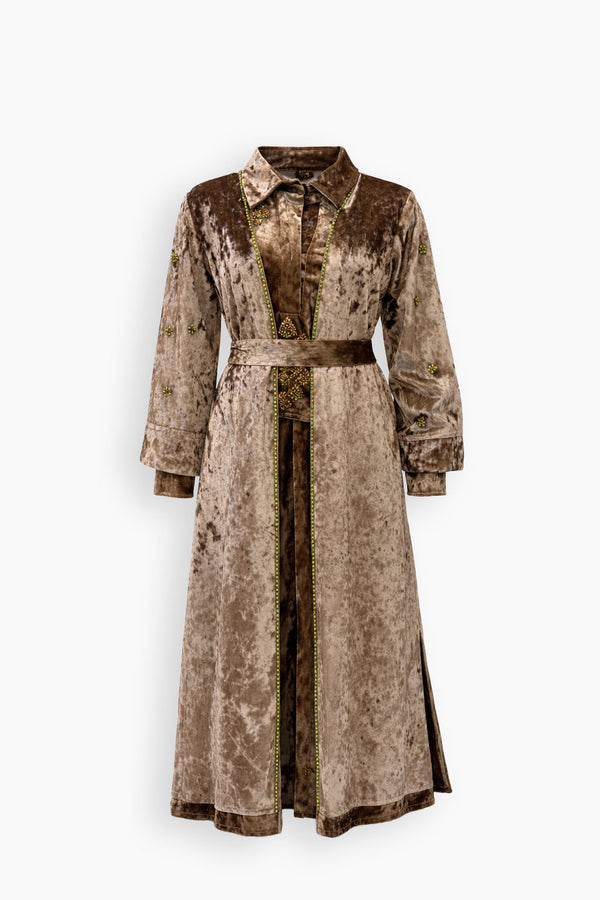 Velvet Open Belted Kaftan