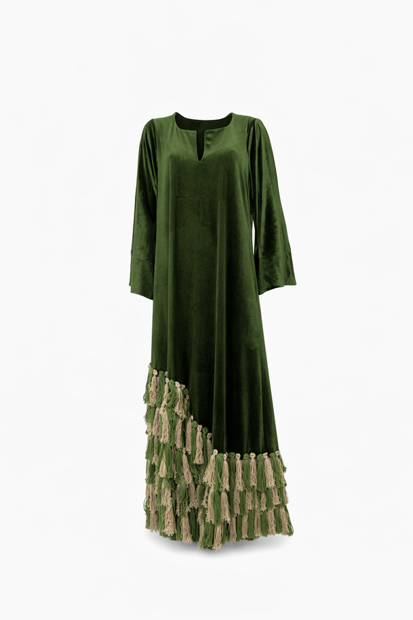 Velvet Verde Tassel Kaftan