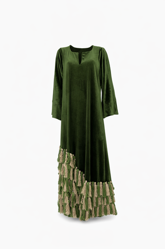 Velvet Verde Tassel Kaftan
