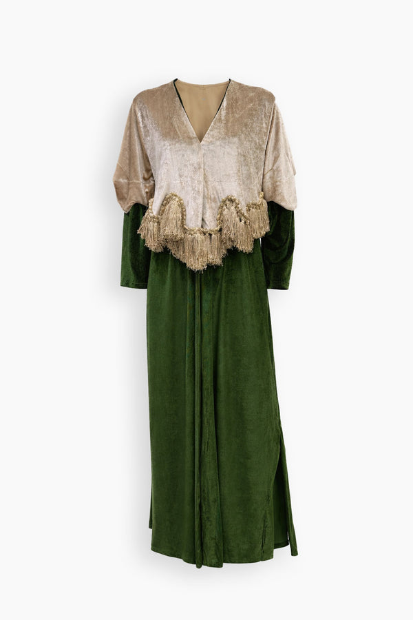 Verde Layered Tassel Kaftan