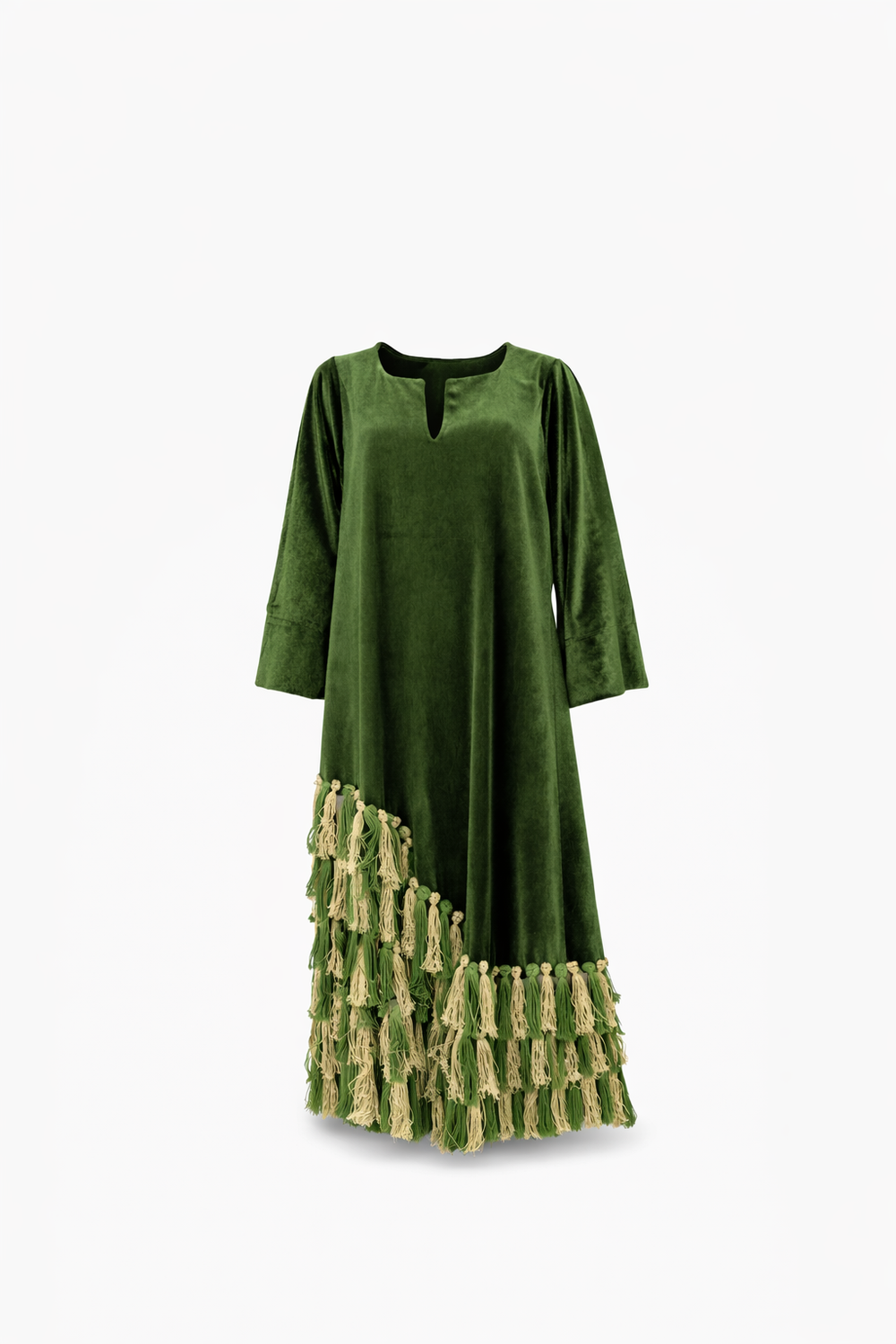 Velvet Verde Tassel Kaftan