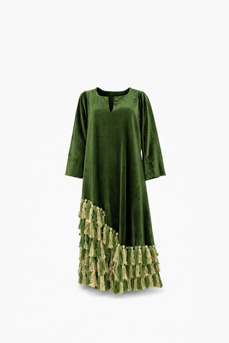 Velvet Verde Tassel Kaftan