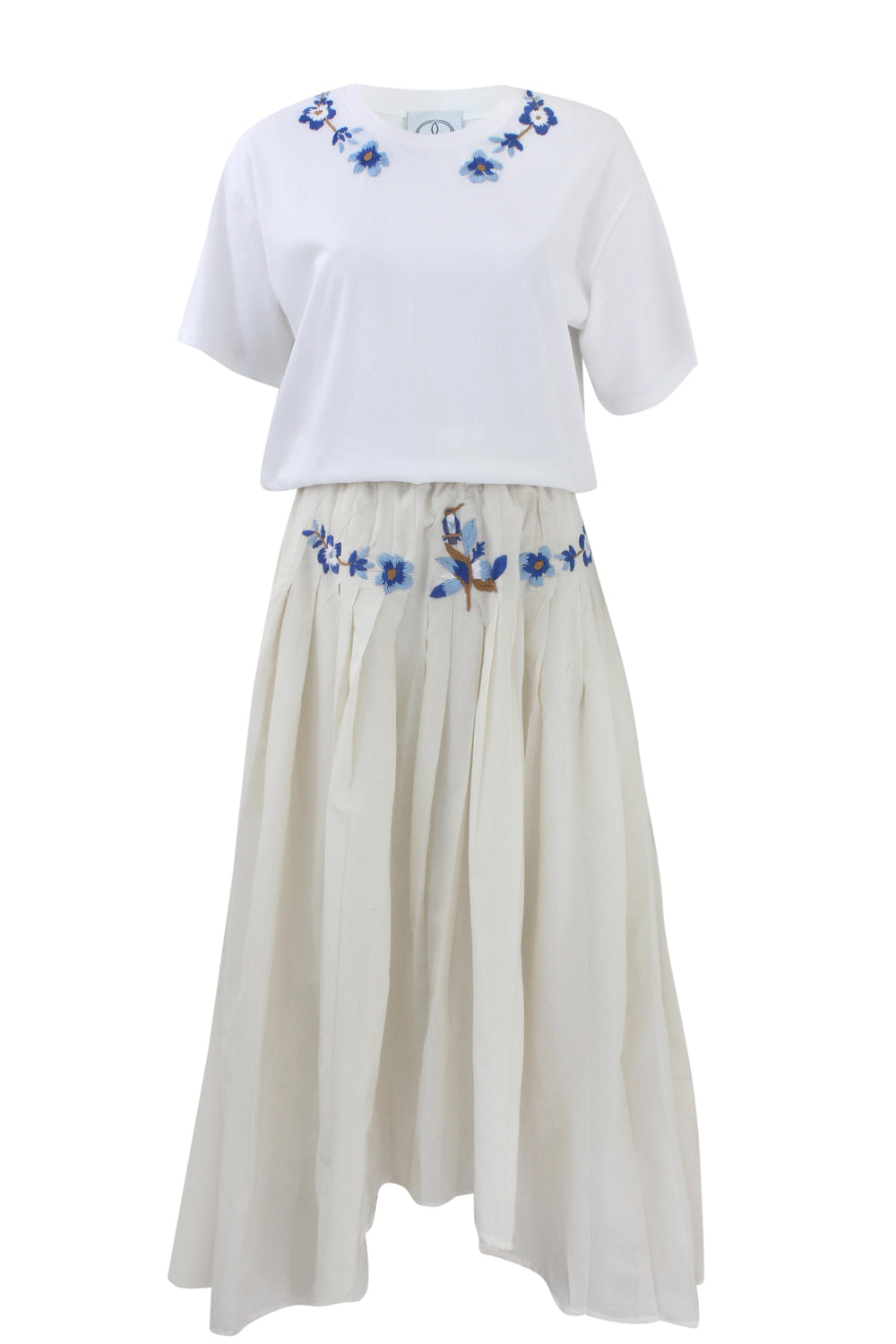 Serene Floral Blue Skirt