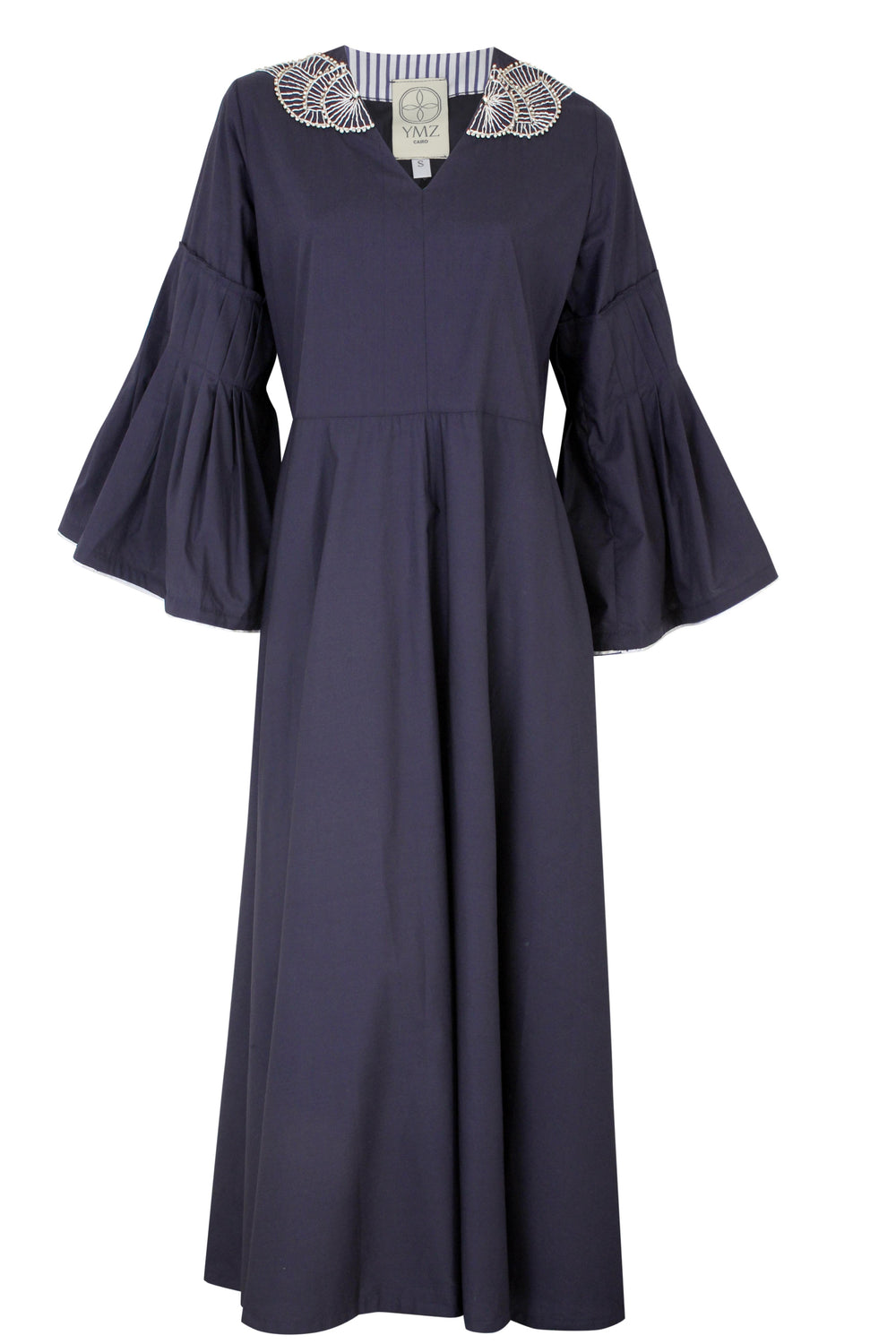 Mosaic Ruffle Navy Poplin Kaftan
