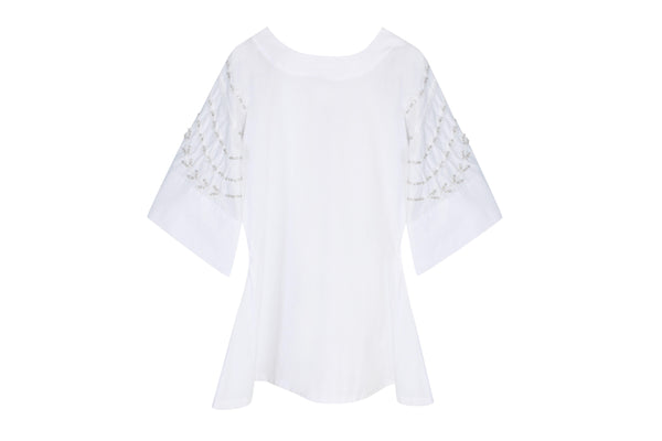 Preziosa White Natura Poplin Kaftan