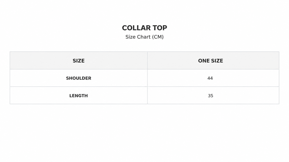 Size chart for Al Hayat Collar