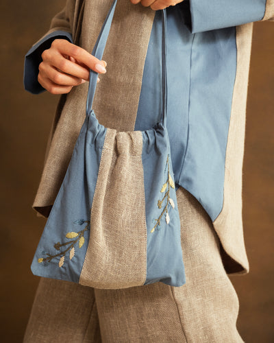 Embroidered Raffia Bag