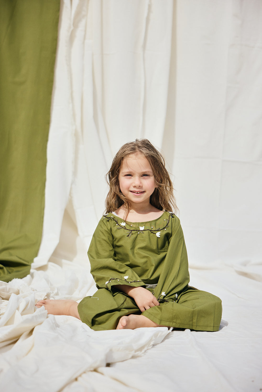 Top Verde Fiore Slit