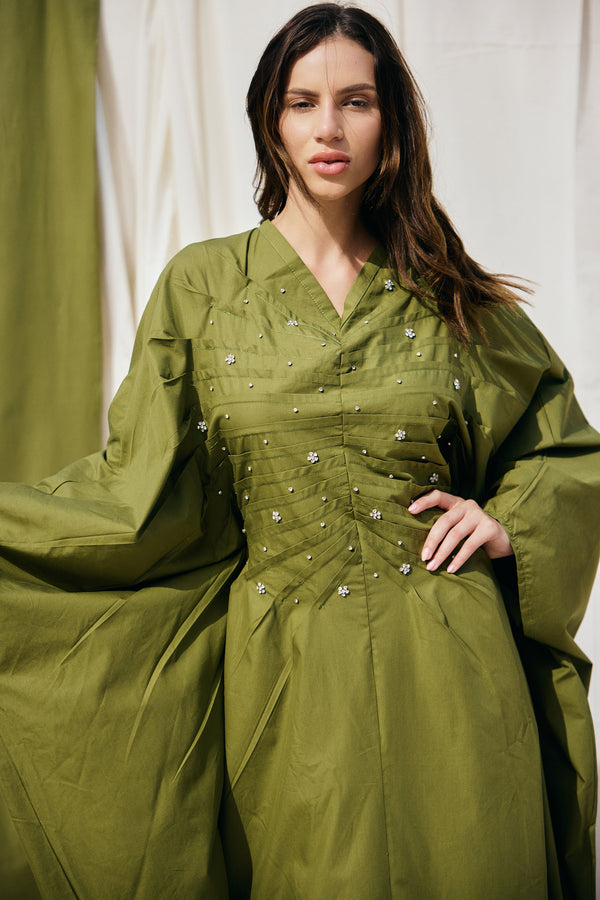 Pleated Floral Kaftan