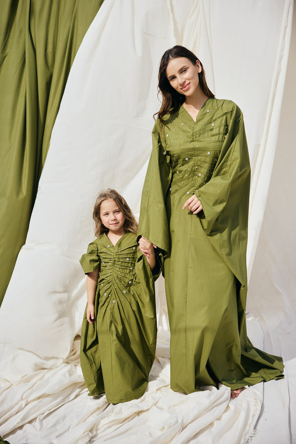 Pleated Floral Kaftan