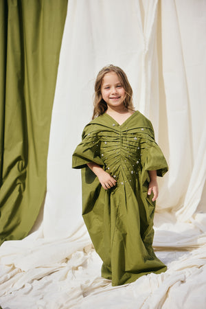 Pleated Floral Kaftan