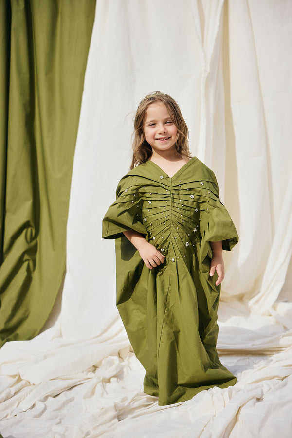 Pleated Floral Kaftan