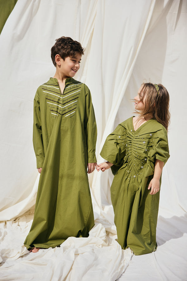 Pleated Floral Kaftan