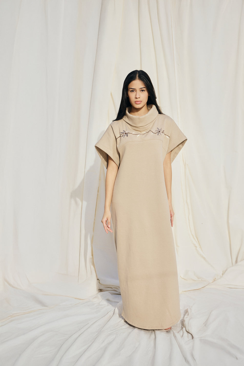 High Neck Floral Dress