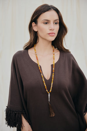 Yellow Agate Tassel Necklace